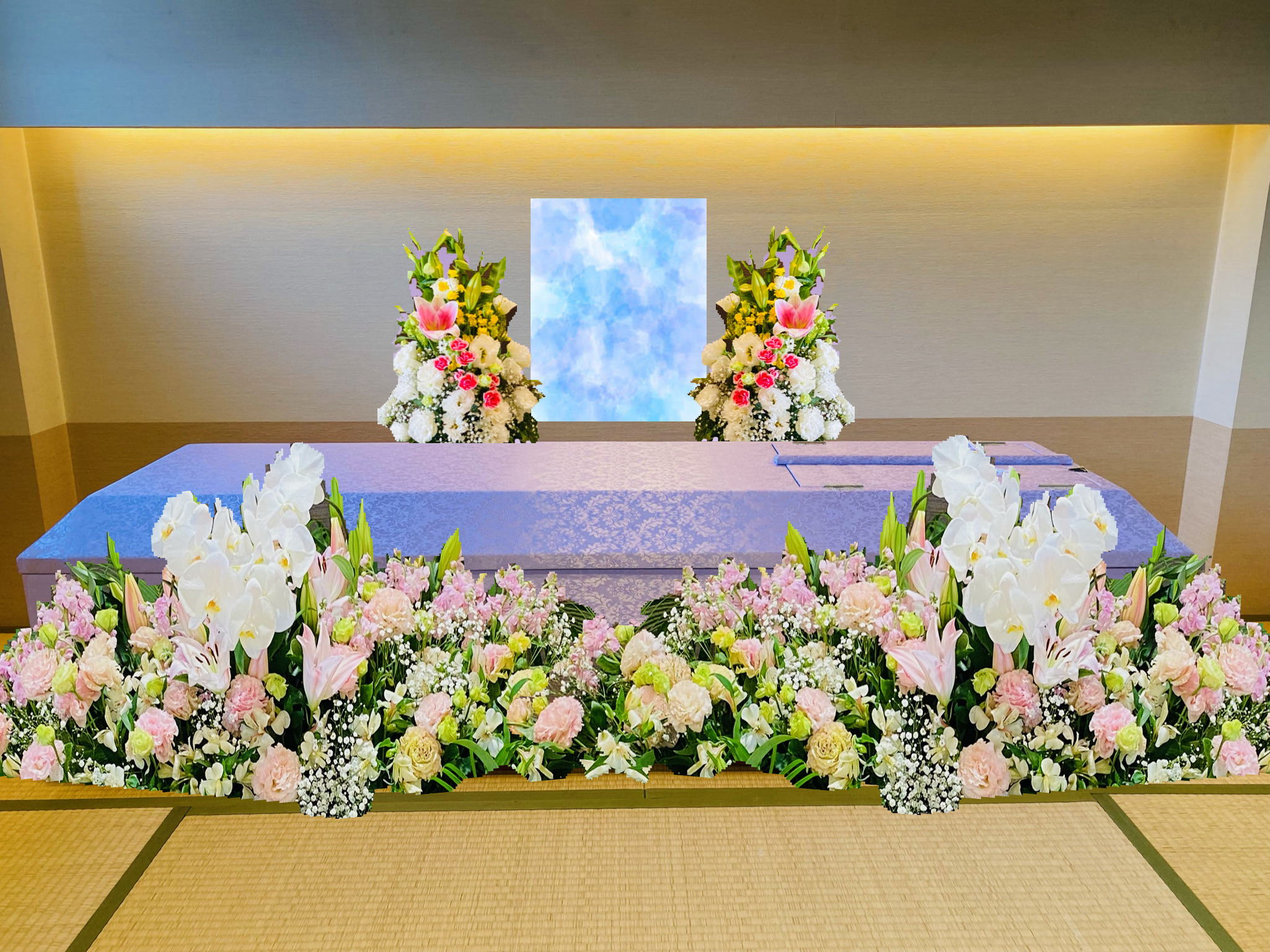 綺麗な洋花祭壇でエレガントな自宅葬をご案内致します